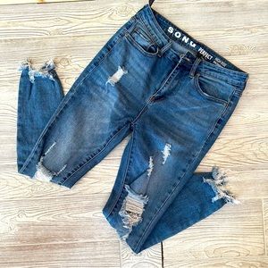 S.O.N.G. Perfect high rise skinny ankle boyfriend distressed jeans size 9/29